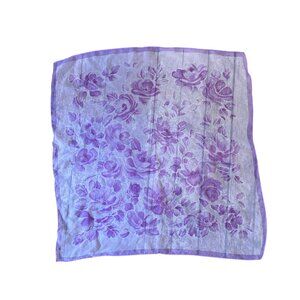 Vintage Purple Rose Floral Square Sheer Romantic Ethereal Scarf
